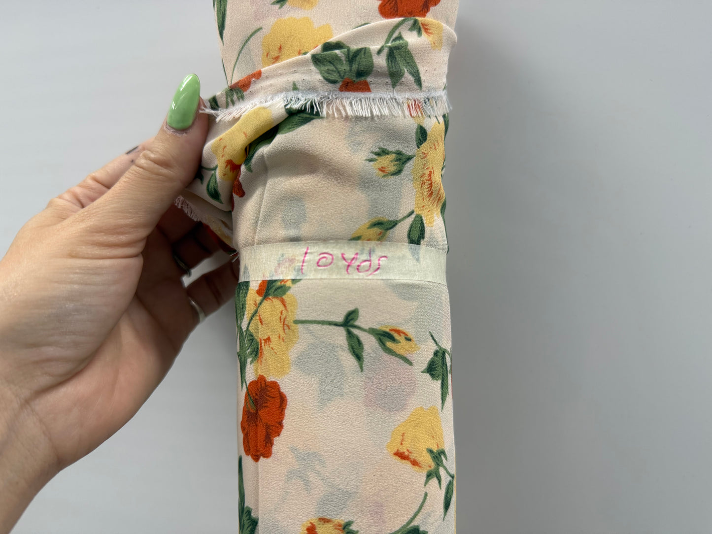 Ivory Red Green Yellow Rose Polyester Georgette 10 Yards