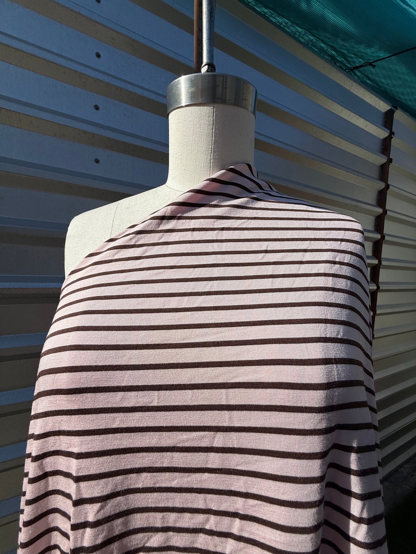 Pink Brown Stripe Cotton Spandex Jersey "Strawberry Mocha"