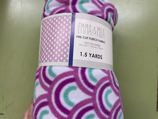 Purple Blue White Scallop 1.5 Yard Pre-Cut  Polyester Polar Fleece "Jewel-tone Rainbow"