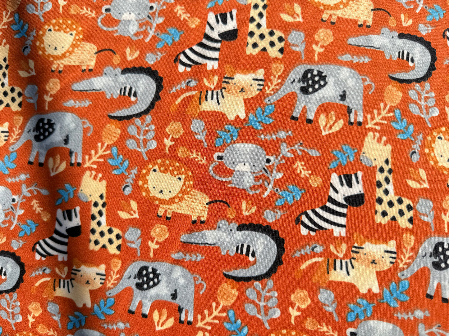 Orange Safari Animal Print Polyester Spandex Brushed Jersey DTY Knit "Ripley’s Safari"
