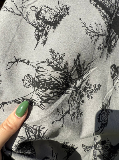 Grey Black Sleepy Hallow Pumpkin Headless Horseman Halloween Cotton/spandex  Jersey “Sleepy Hallow”