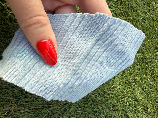 Baby Blue Variegated Rib Rayon Spandex Knit "Ice Treat”