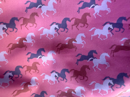 Blue Magenta Pink Purple Horse Silhouette Nylon Spandex Swim Knit "Pony Pool”