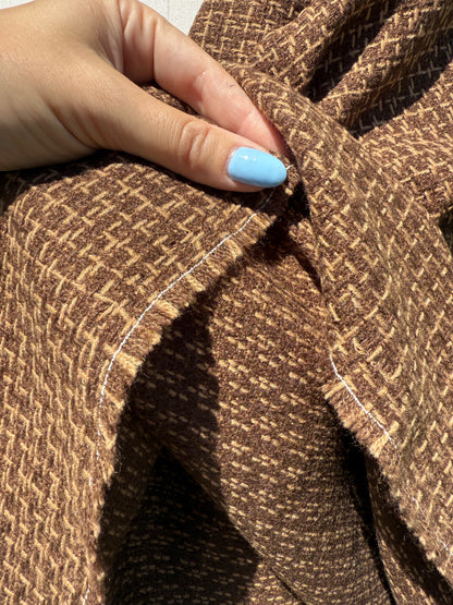 Brown Speck Tan Wool Polyester Flannel "Out With Oli”