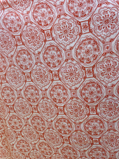 Orange White Paisley Boho Print Soft Rayon Crepe "Sedona Summer"
