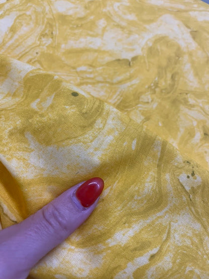Yellow White Marbled Print Quilt Cotton Poplin Woven "Desert Dunes"