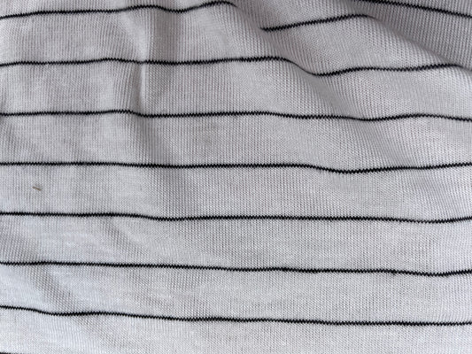 White Black Micro Stripe Stripe Rayon Spandex Jersey “Tiny Ladder”