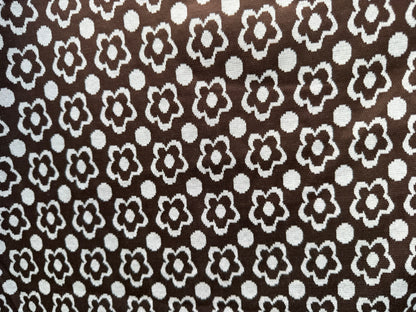 Brown White Retro Daisy Dot Print Polyester Spandex Ponte "Oliva's Brownies"
