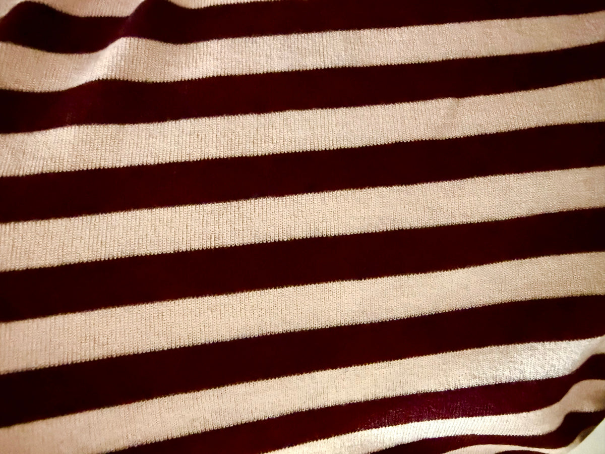 Burgundy Pink Stripe Rayon Spandex Jersey "Winter Raspberry”
