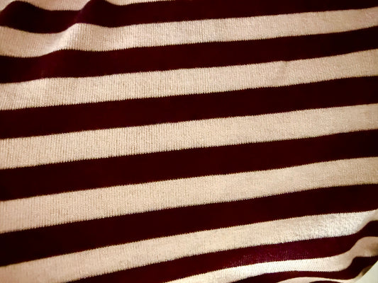 Burgundy Pink Stripe Rayon Spandex Jersey "Winter Raspberry”