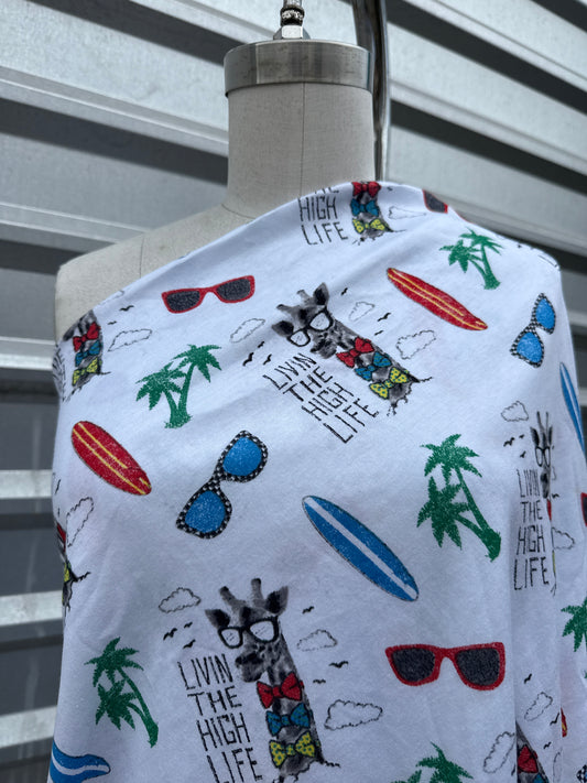 White Giraffe Sunglasses Animal Print Cotton Jersey Knit "Curious Giraffe"