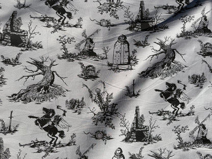 Grey Black Sleepy Hallow Pumpkin Headless Horseman Halloween Cotton/spandex  Jersey “Sleepy Hallow”