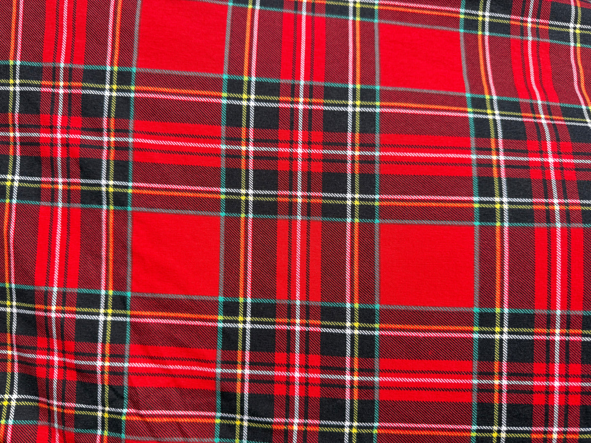 Red Black Tartan Plaid Cotton Spandex Jersey “Sid”