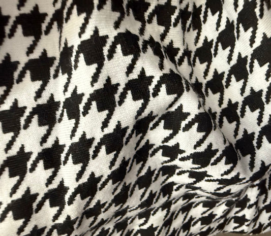 White Black Houndstooth Cotton Spandex Jersey “Puppytooth”