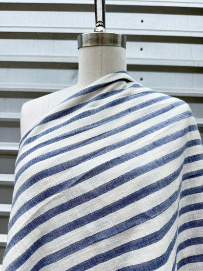 Blue White Stripe Cotton Gauze "In the Coves"