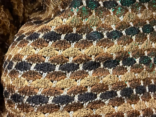 Black Brown Tan Cream Crochet lace Polyester "Rattlesnake"