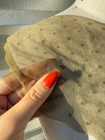 Olive Green Dot Micro Mesh Stretch Knit "Saturn"