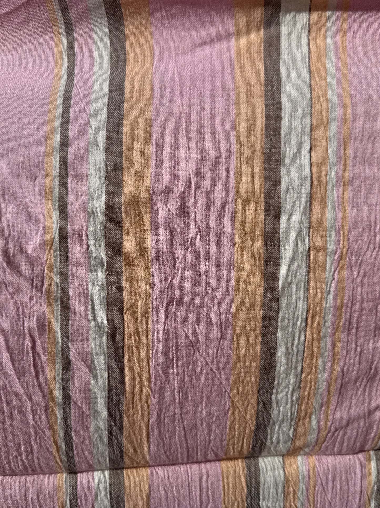 Pink Orange Brown Cream Stripe Cotton Gauze Woven "Sherbet Sunset"
