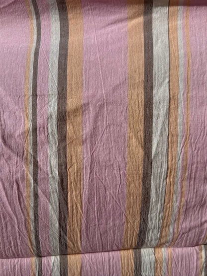 Pink Orange Brown Cream Stripe Cotton Gauze Woven "Sherbet Sunset"