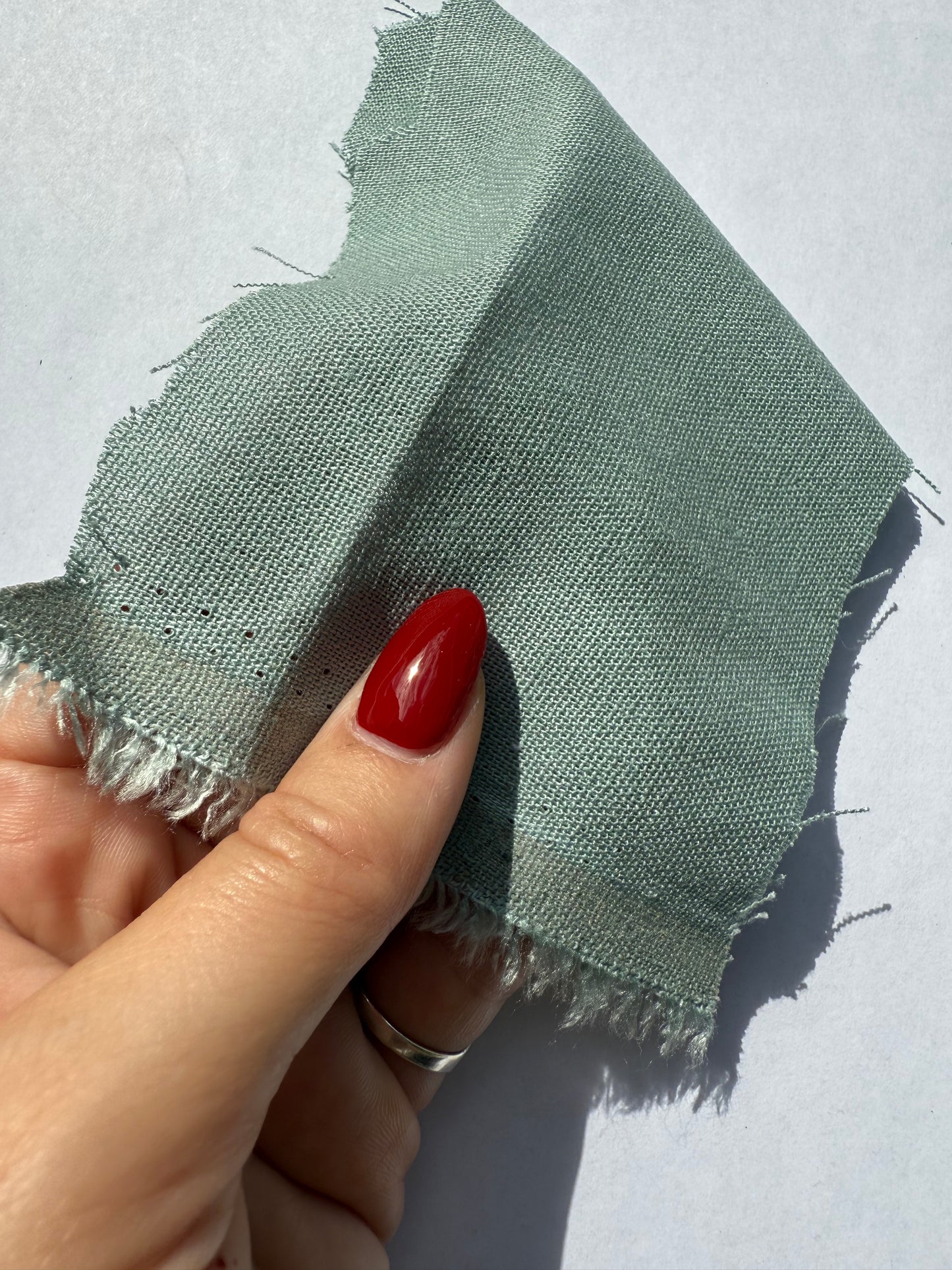 Med Light Blue Cotton Linen Solid Blend "Ocean View”