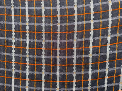 Yellow Orange White Blue Plaid Rope Motif Rayon Crepe "Roped Up"