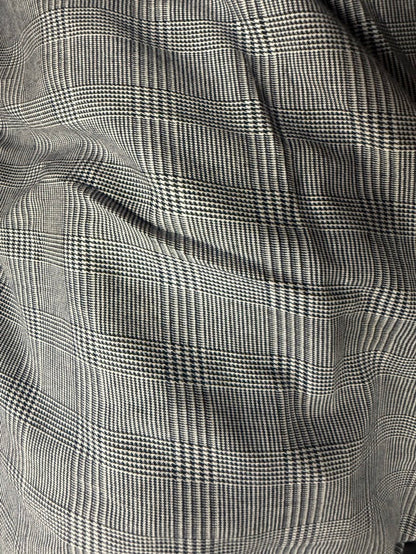 Navy White Glen Plaid Cotton Voile Woven "Business Casual"