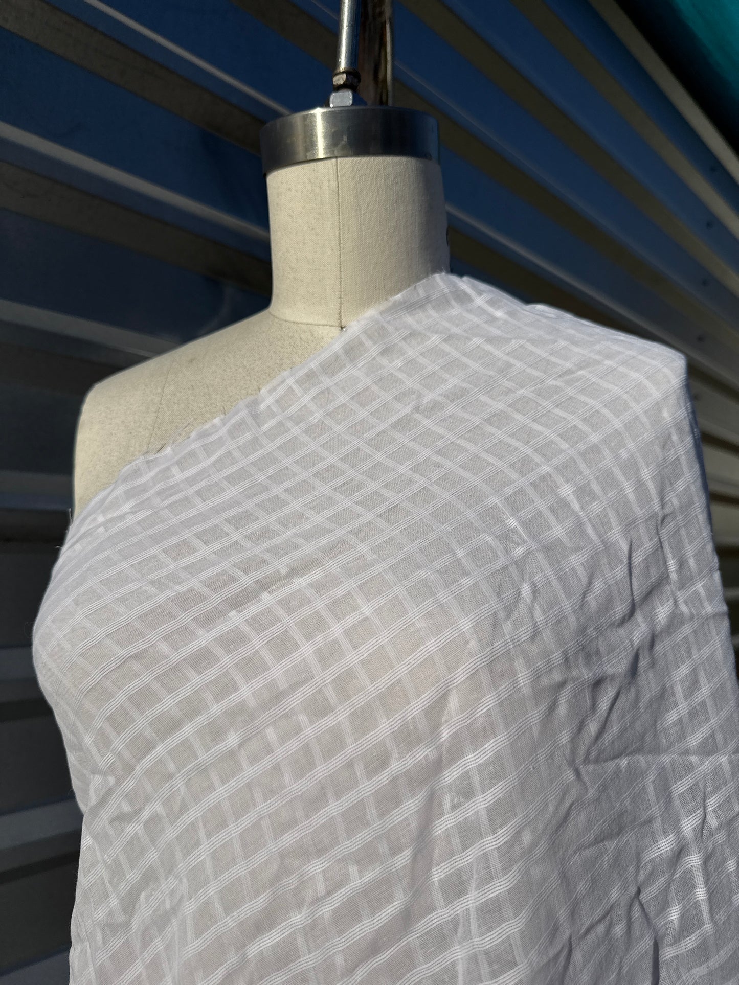 White Sheer Plaid Cotton Voile "Window Pains"