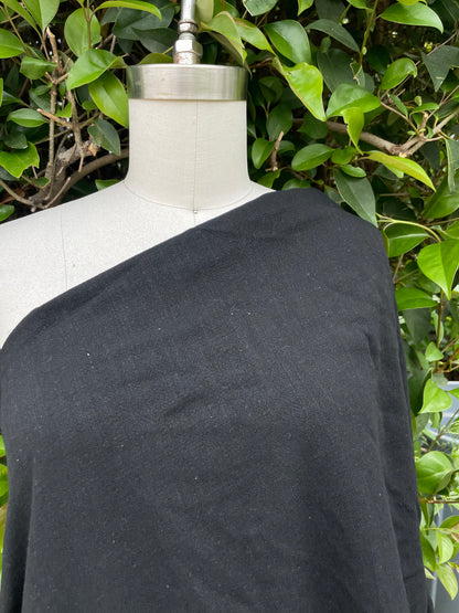 Black Linen Rayon Blend Woven "Night Beach"