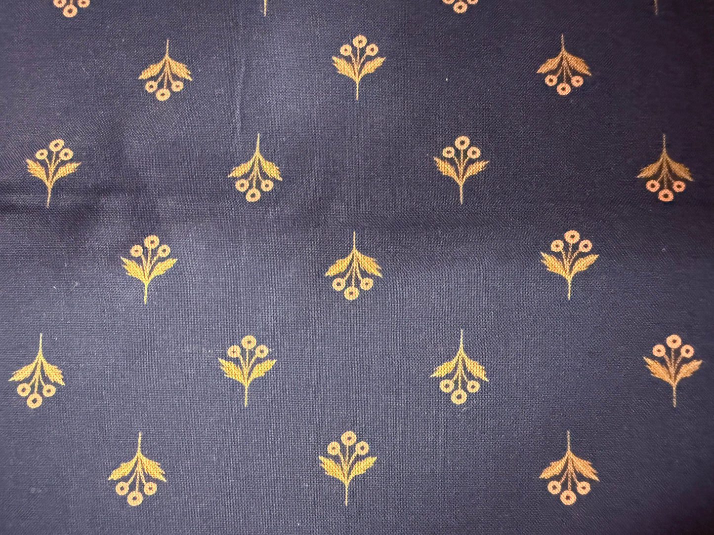 Navy Blue Gold Ditsy Floral Print Quilt Cotton "Sweet Ruth”