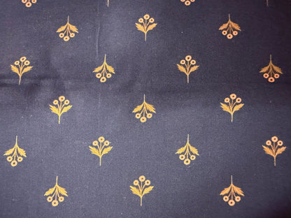 Navy Blue Gold Ditsy Floral Print Quilt Cotton "Sweet Ruth”