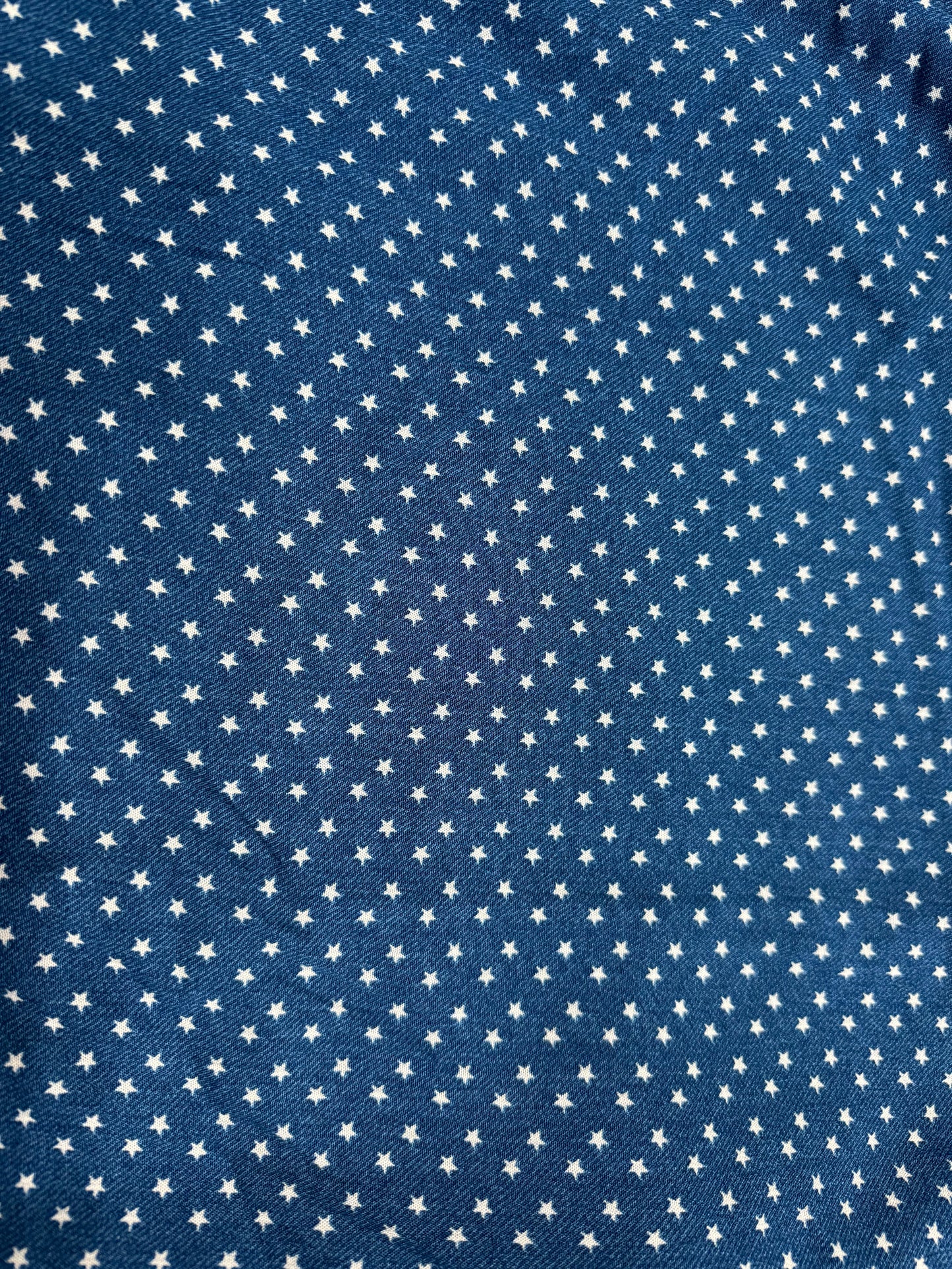 Blue White Star Print Rayon Challis Woven "Stellar"
