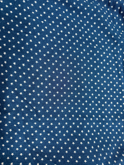 Blue White Star Print Rayon Challis Woven "Stellar"