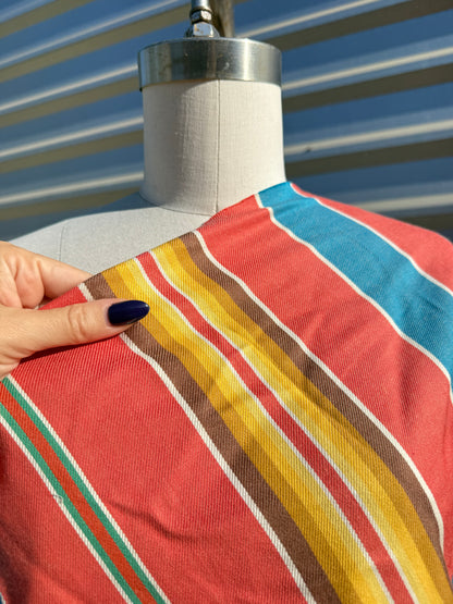 Coral Yellow Blue Stripe Cotton Woven “ Santa Fe Sunset”