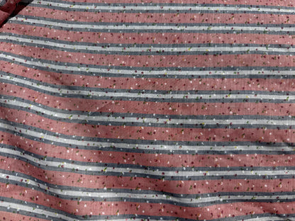 Pink White Blue Green Speckle Stripe Cotton Voile Woven "Confetti Composition"