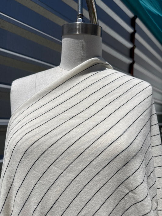 White Thin Black Stripe Cotton Jersey "Three Hole Paper”