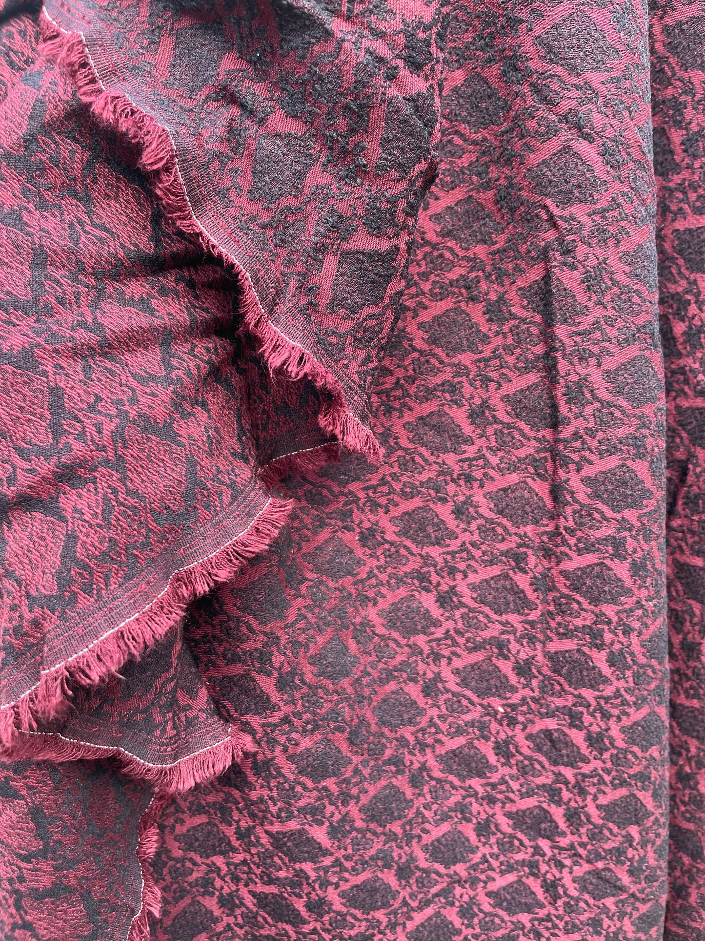Burgundy Black Mini Damask Design Jacquard Rayon/Spandex Woven "Dracula's Kiss"
