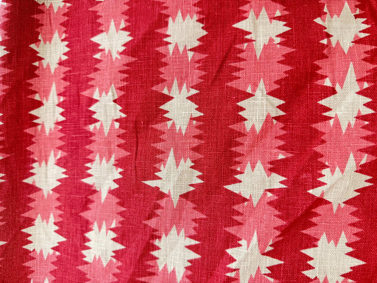 Red Pink Ivory Geometric Print Linen “Pezula”