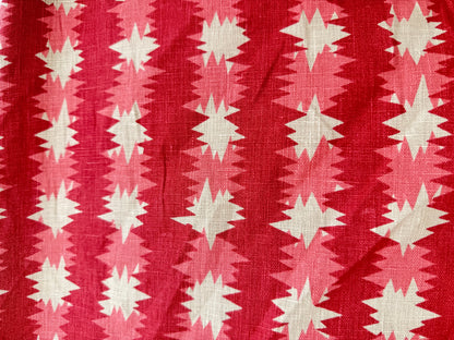 Red Pink Ivory Geometric Print Linen “Pezula”