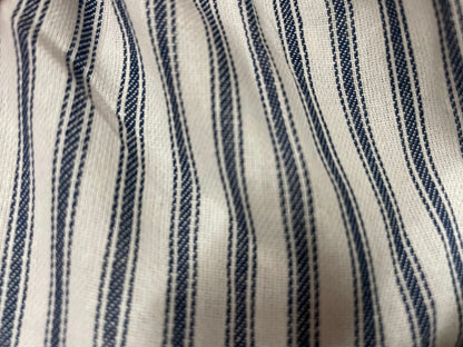 Blue White Ticking Stripe Cotton Poplin Woven "Bedtime Stripes"