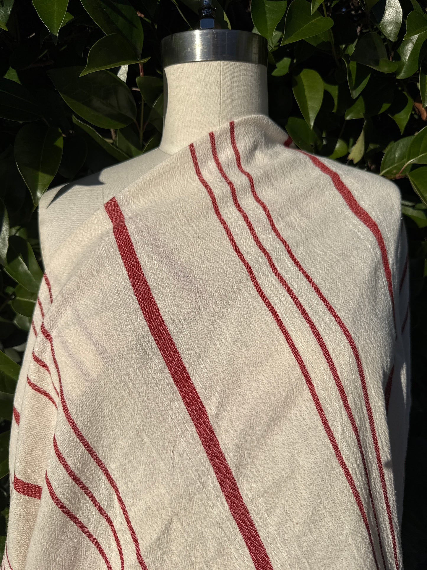 White Red Thin Stripe Cotton Gauze "Tea Towel"