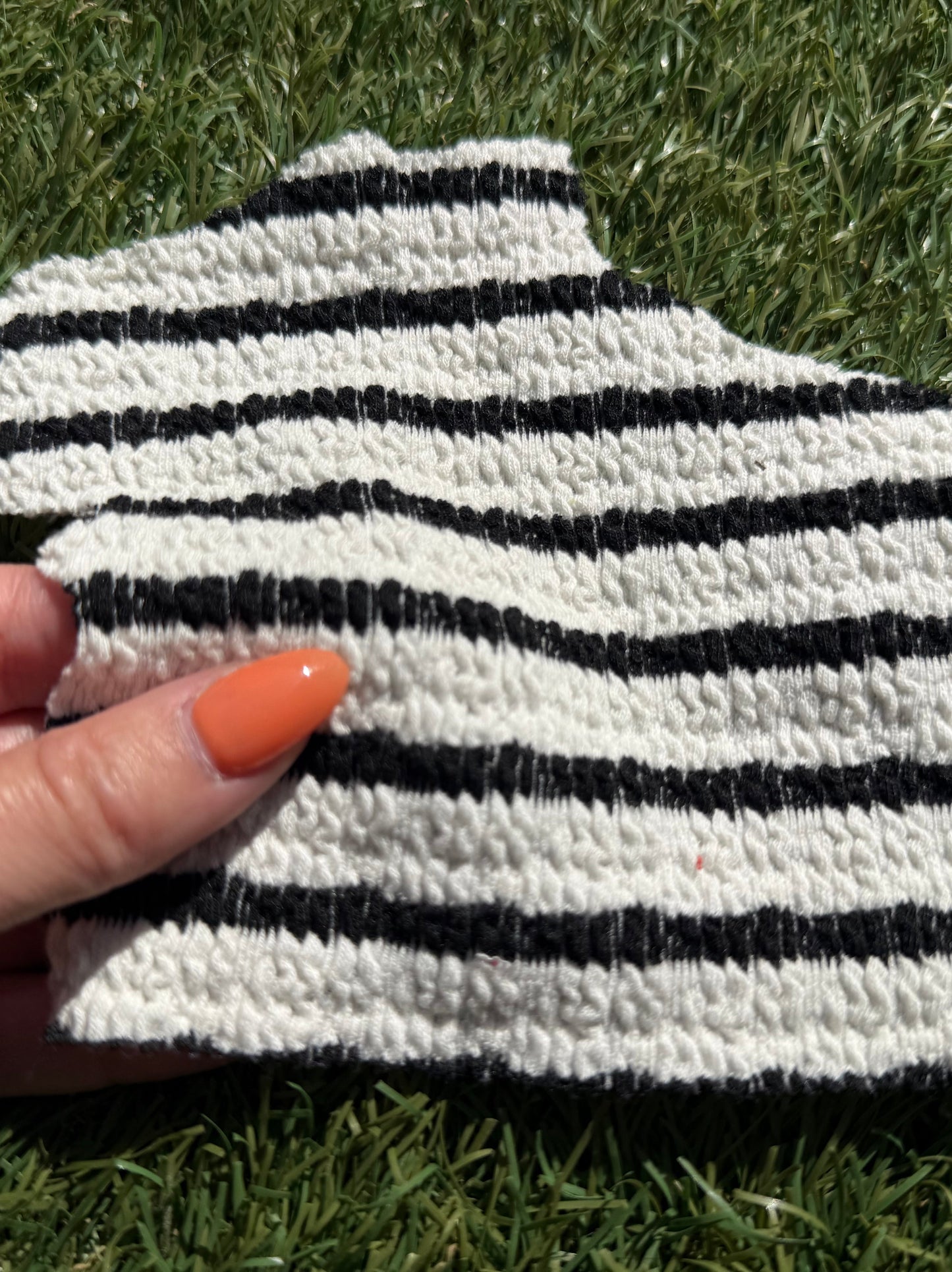 Black White Stripe Smocked Rayon Spandex Knit “Izzy”