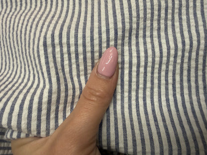 Blue White Stripe Cotton Seersucker Woven “Clam Digger”