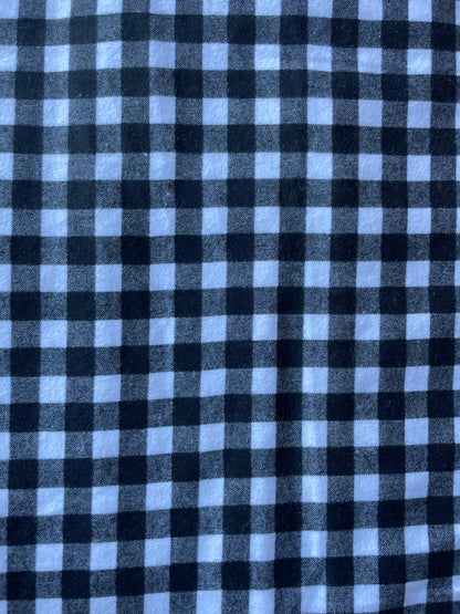 Black White Gingham Plaid Cotton Flannel Quilt “Perfect Farm”