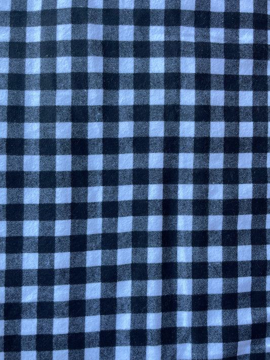 Black White Gingham Plaid Cotton Flannel Quilt “Perfect Farm”