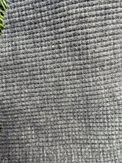 Charcoal Heather Grey Small Cotton Mini Waffle Thermal Knit "Coal Mine"