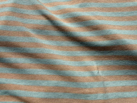 Light Blue Tan Stripe Rayon Spandex Jersey "Sea and Sand"