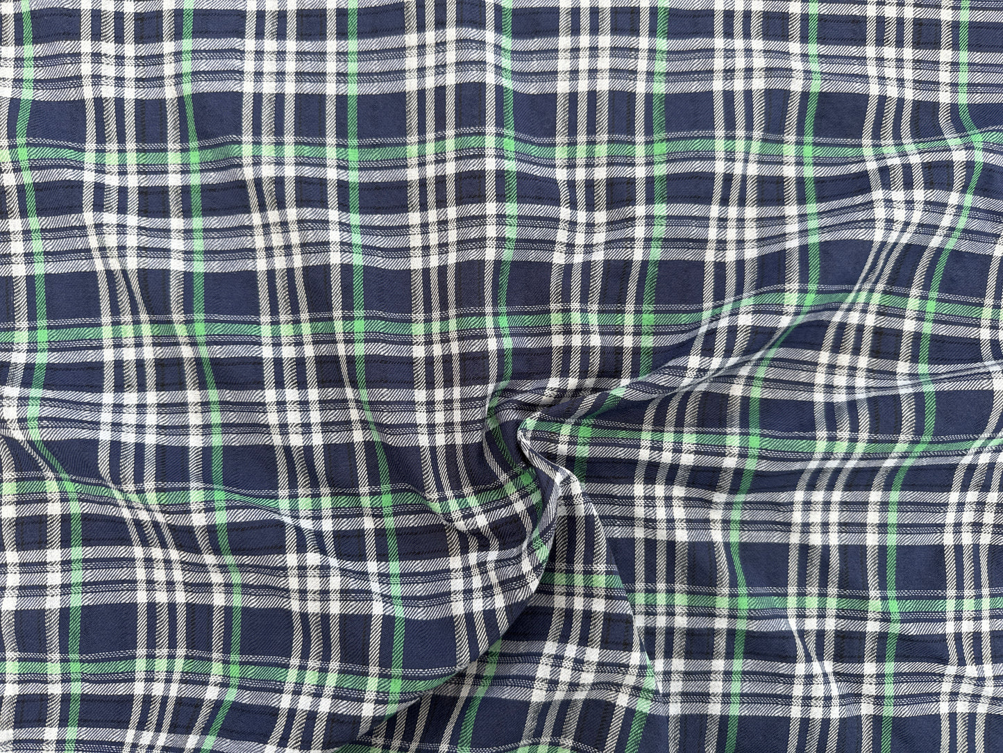 Green White Blue Plaid Cotton Poplin Shirting Texture Woven "Classic Taylor"