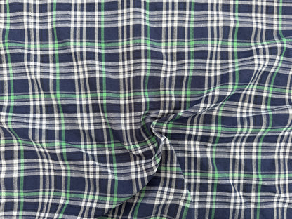Green White Blue Plaid Cotton Poplin Shirting Texture Woven "Classic Taylor"