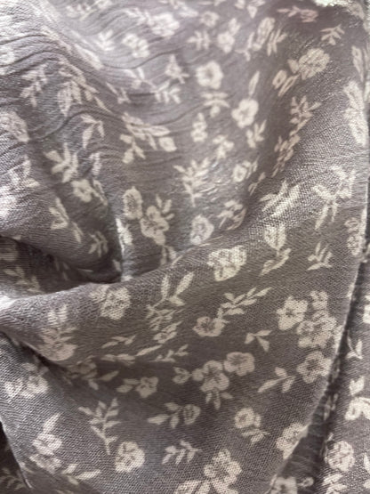 Grey Floral Soft Rayon Crepe "Moody Charlotte"
