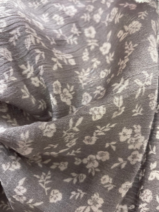 Grey Floral Soft Rayon Crepe "Moody Charlotte"